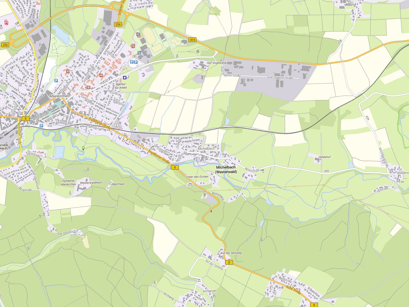 Kartenausschnitt Michelbach (Westerwald) mit Gewässern