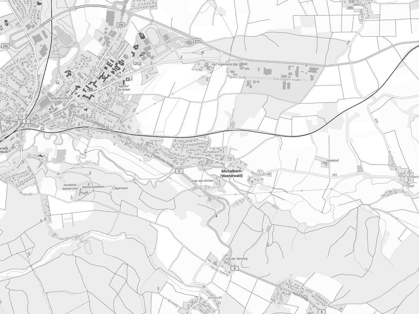 Kartenausschnitt Michelbach (Westerwald) mit Gewässern