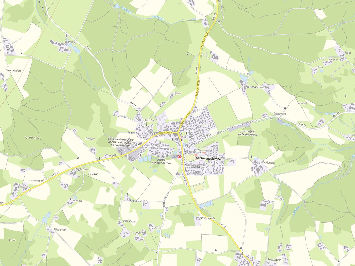 Kartenausschnitt Michelsneukirchen mit Gewässern