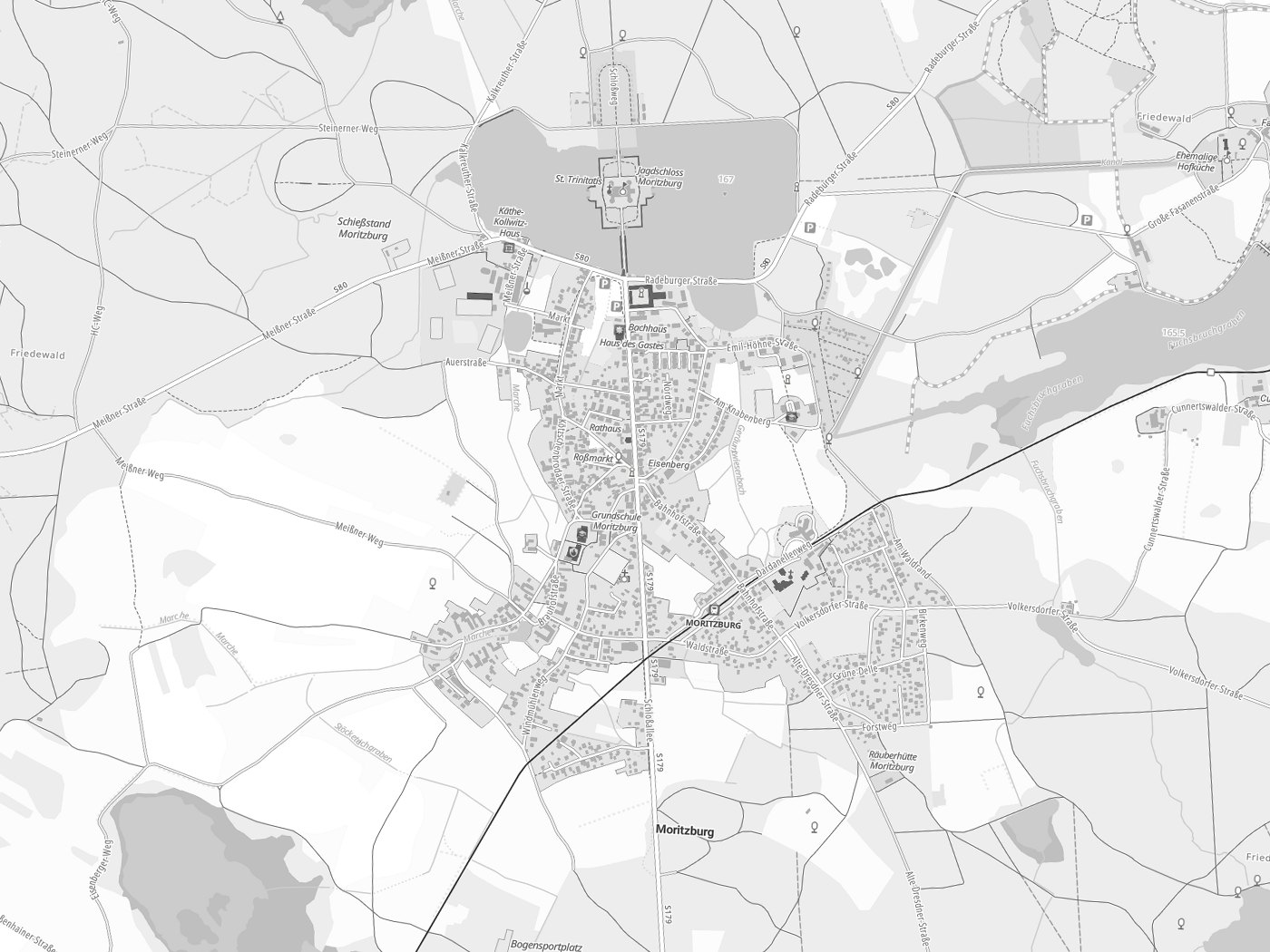 Kartenausschnitt Moritzburg mit Gewässern