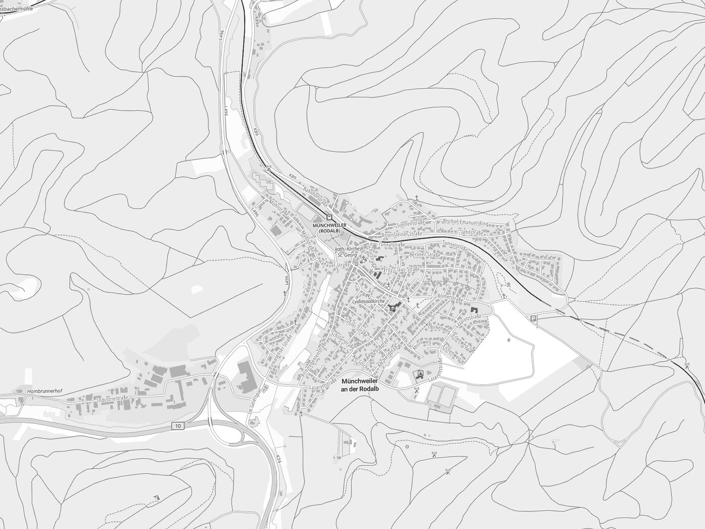 Kartenausschnitt Münchweiler an der Rodalb mit Gewässern
