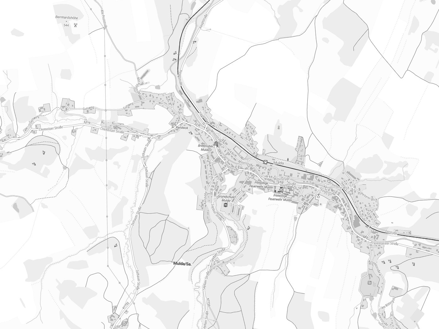 Kartenausschnitt Mulda/Sa. mit Gewässern