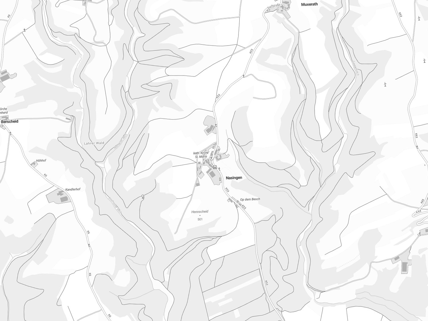 Kartenausschnitt Nasingen mit Gewässern
