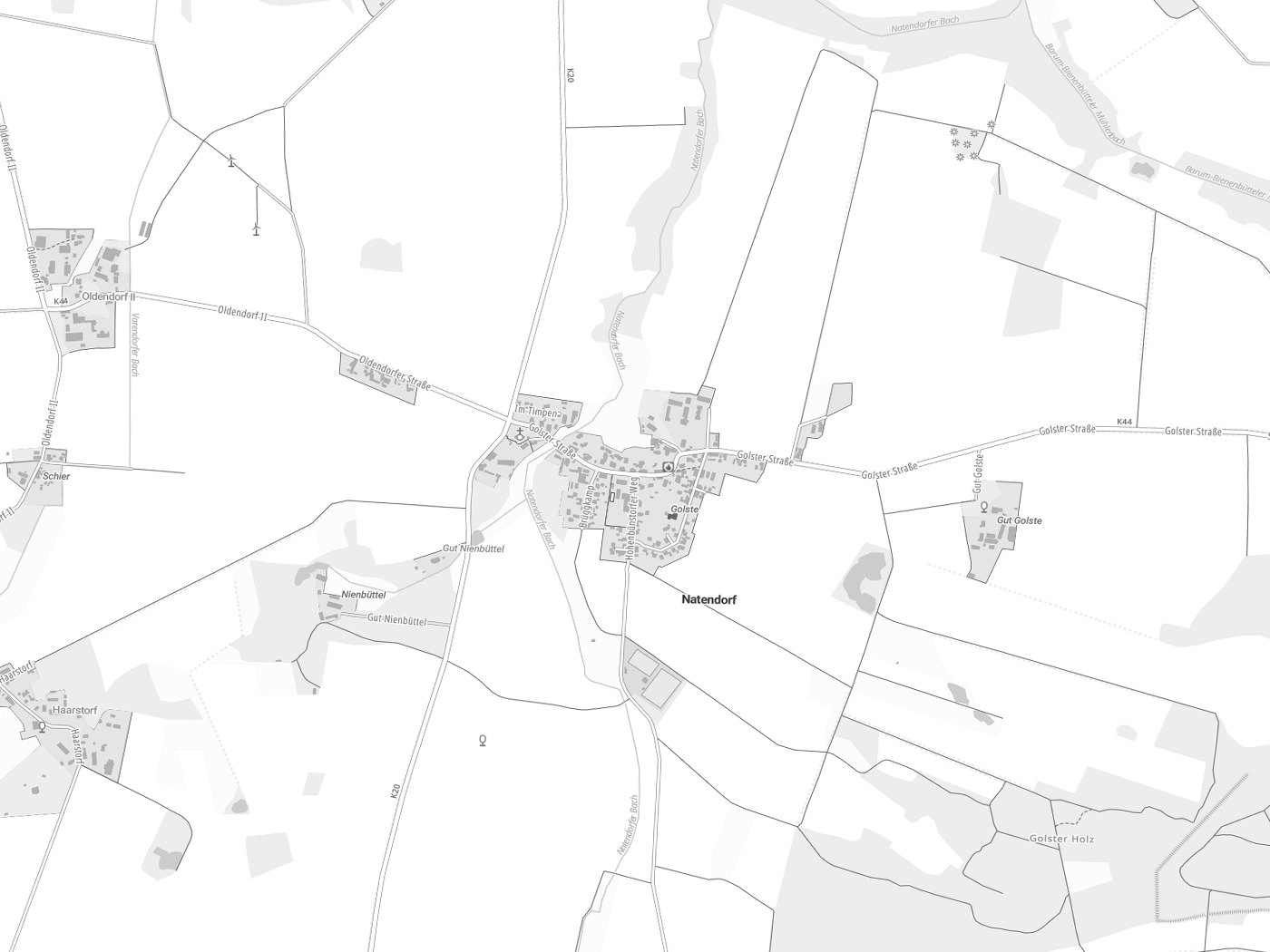 Kartenausschnitt Natendorf mit Gewässern