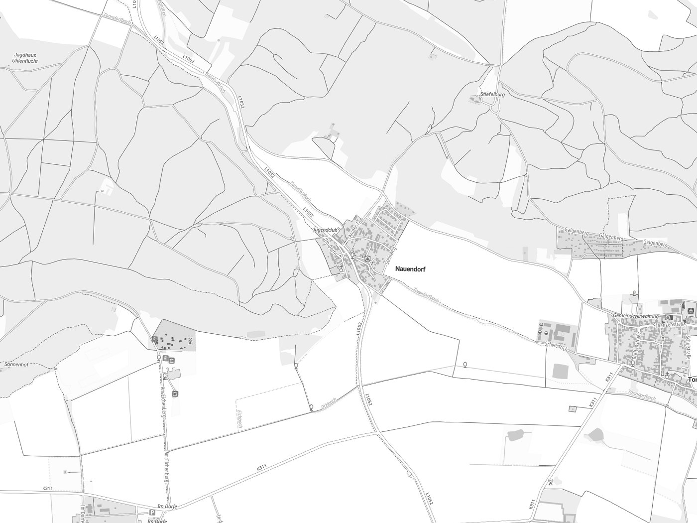 Kartenausschnitt Nauendorf mit Gewässern