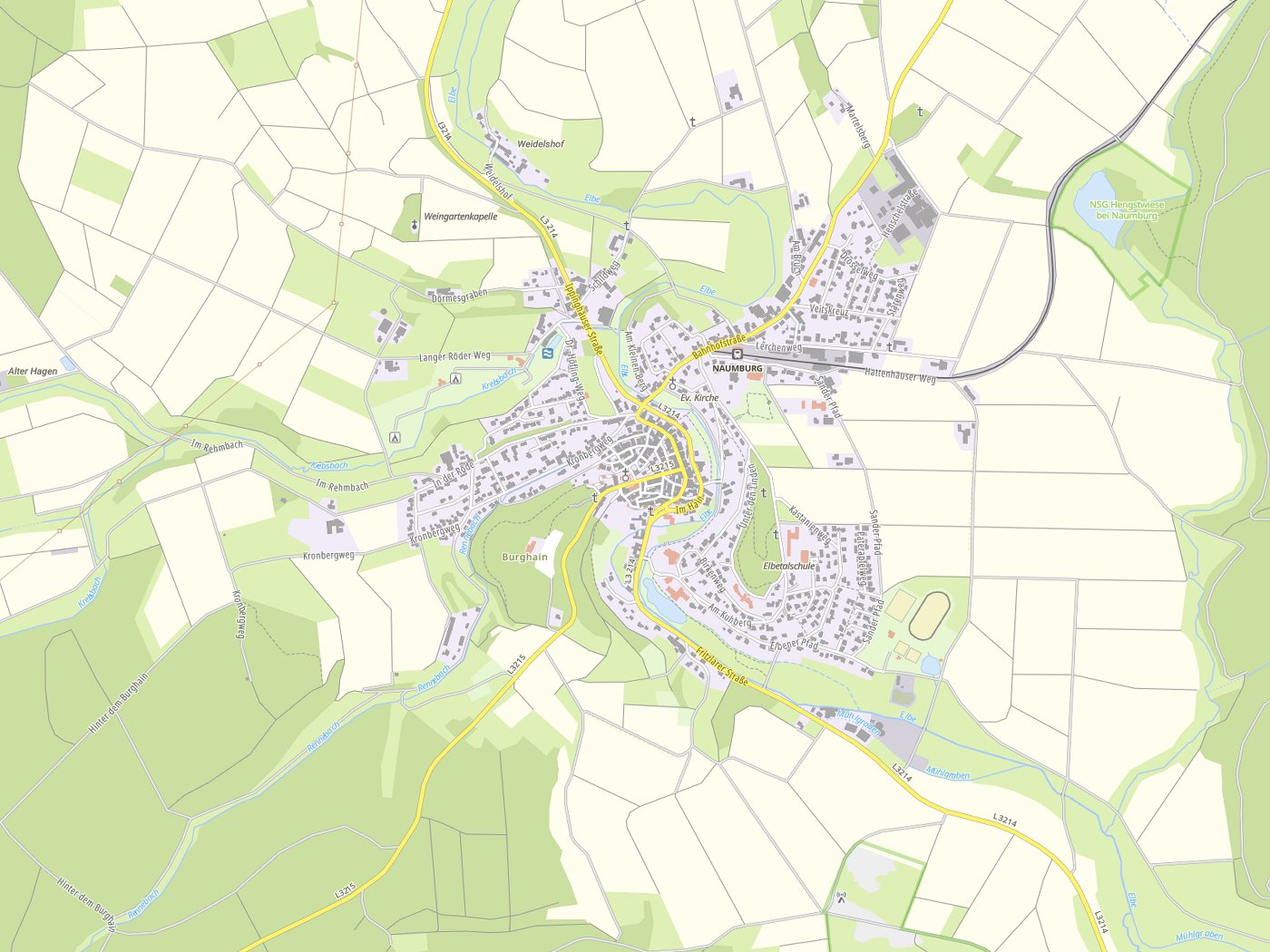 Kartenausschnitt Naumburg mit Gewässern