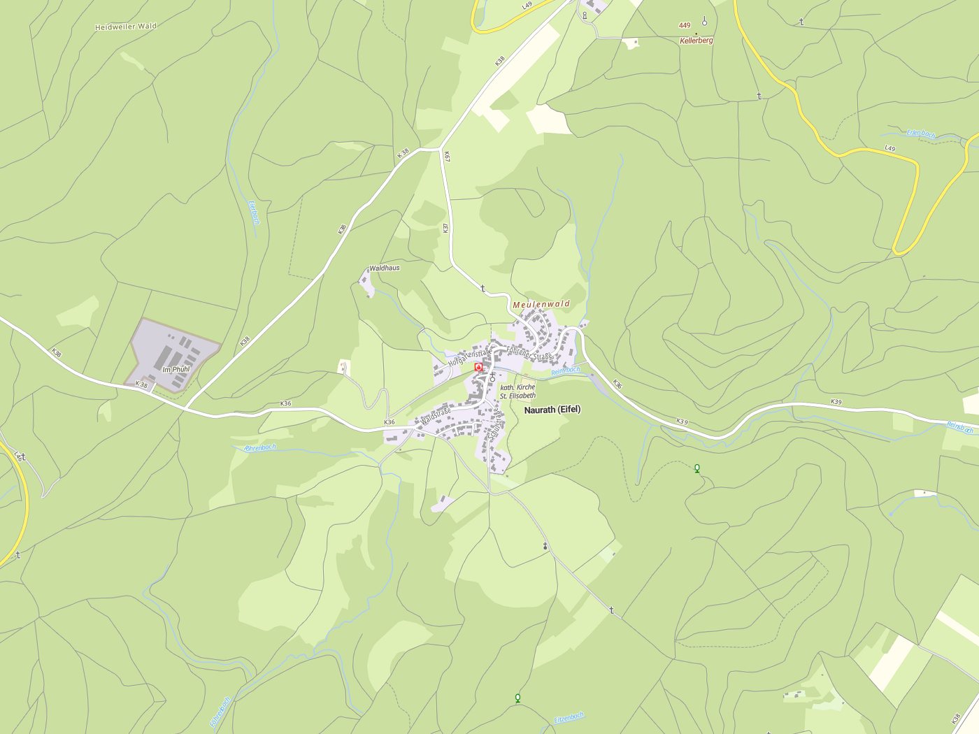 Kartenausschnitt Naurath (Eifel) mit Gewässern
