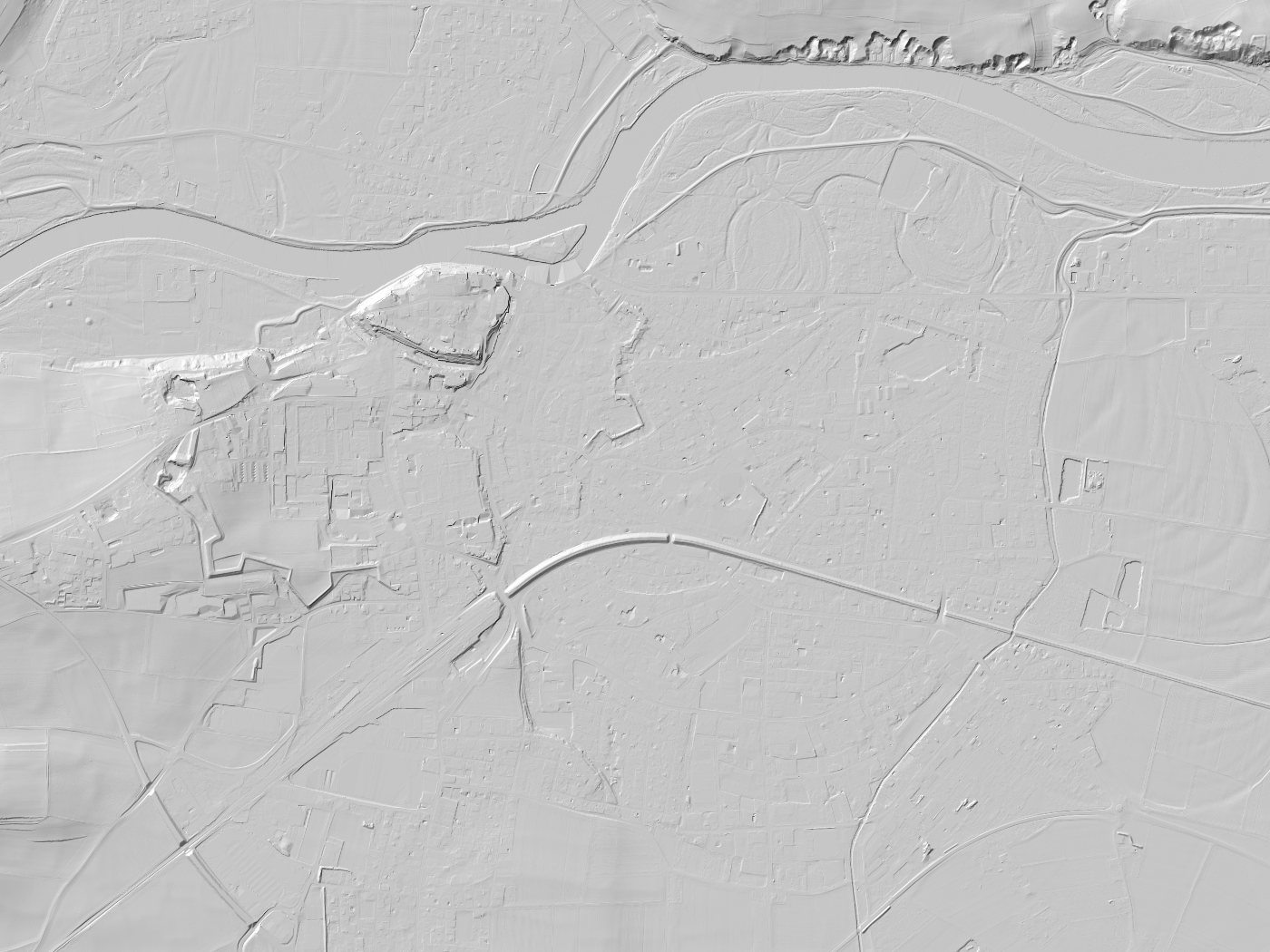 Geländeschummerung von Neuburg an der Donau