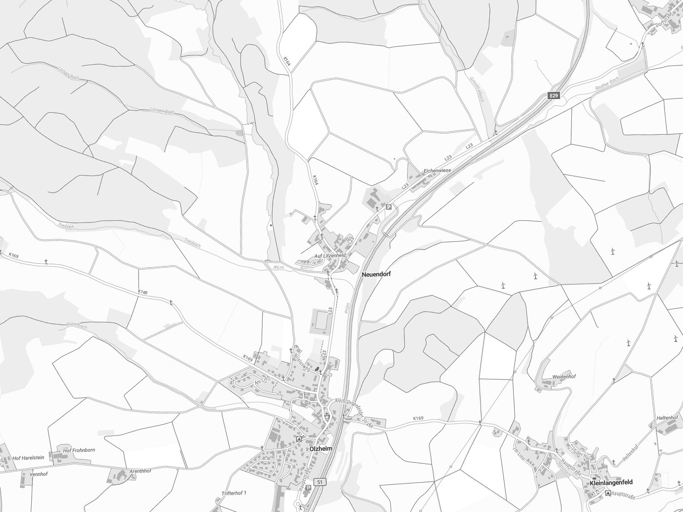 Kartenausschnitt Neuendorf mit Gewässern
