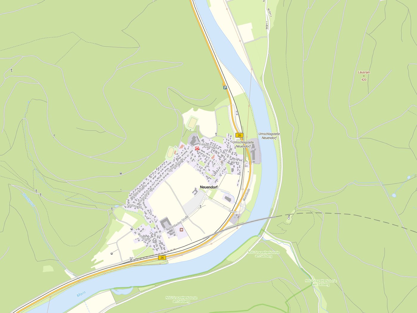Kartenausschnitt Neuendorf mit Gewässern