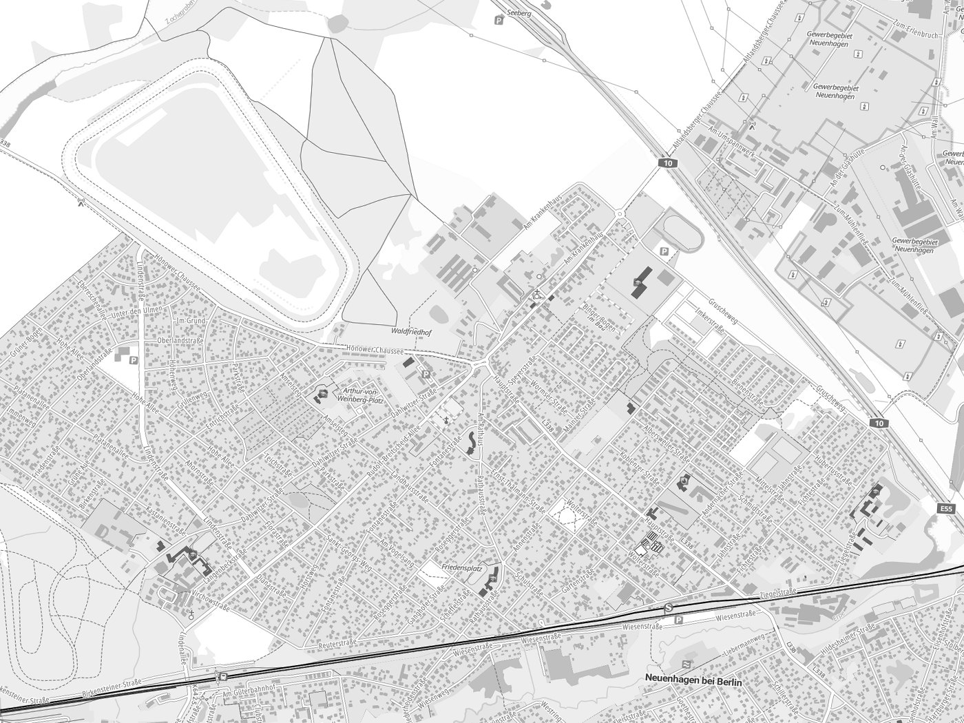 Kartenausschnitt Neuenhagen mit Gewässern