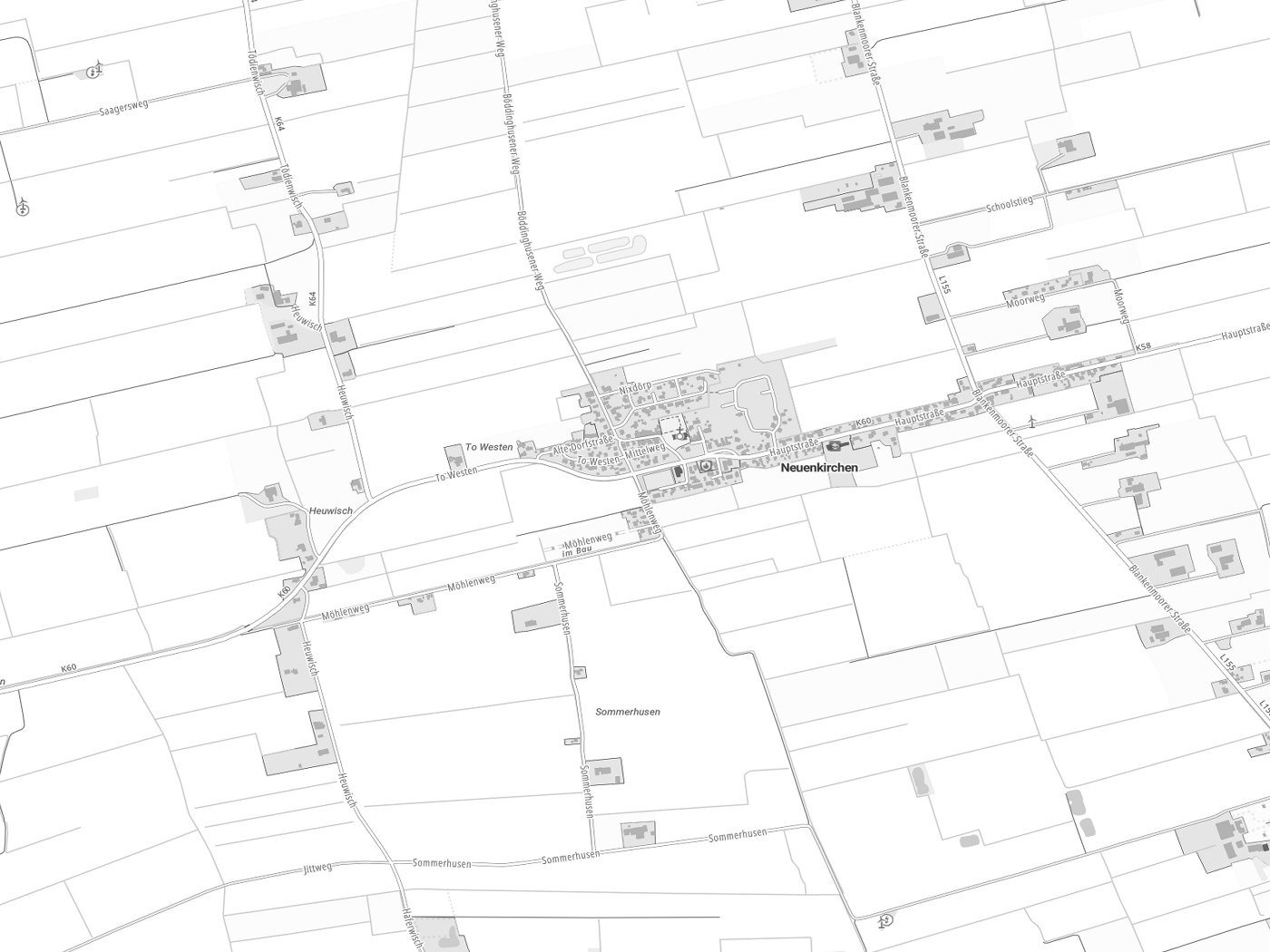 Kartenausschnitt Neuenkirchen mit Gewässern