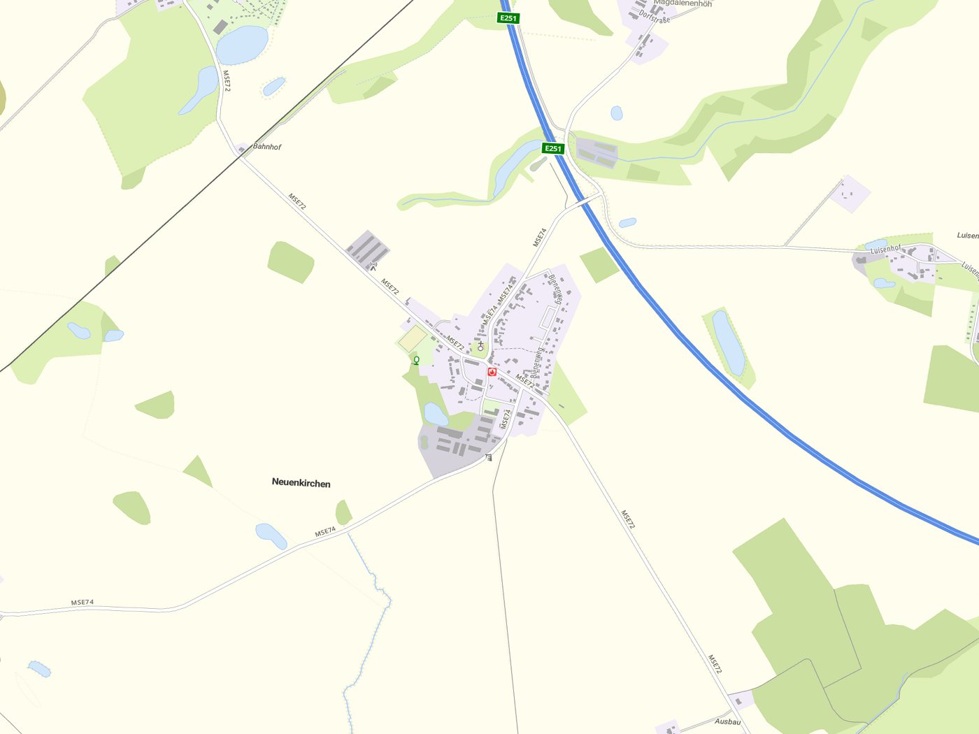 Kartenausschnitt Neuenkirchen mit Gewässern