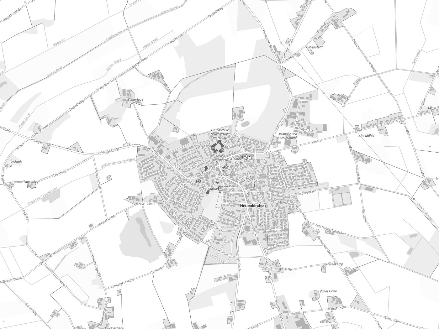 Kartenausschnitt Neuenkirchen mit Gewässern