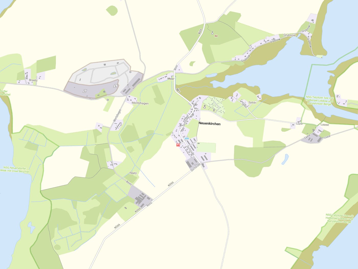 Kartenausschnitt Neuenkirchen mit Gewässern