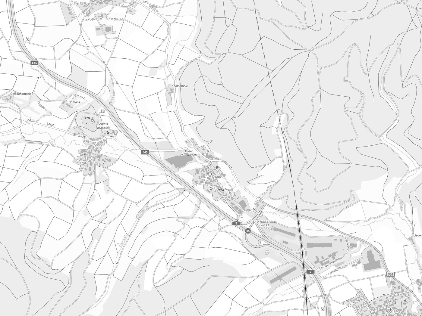 Kartenausschnitt Neuenstein mit Gewässern