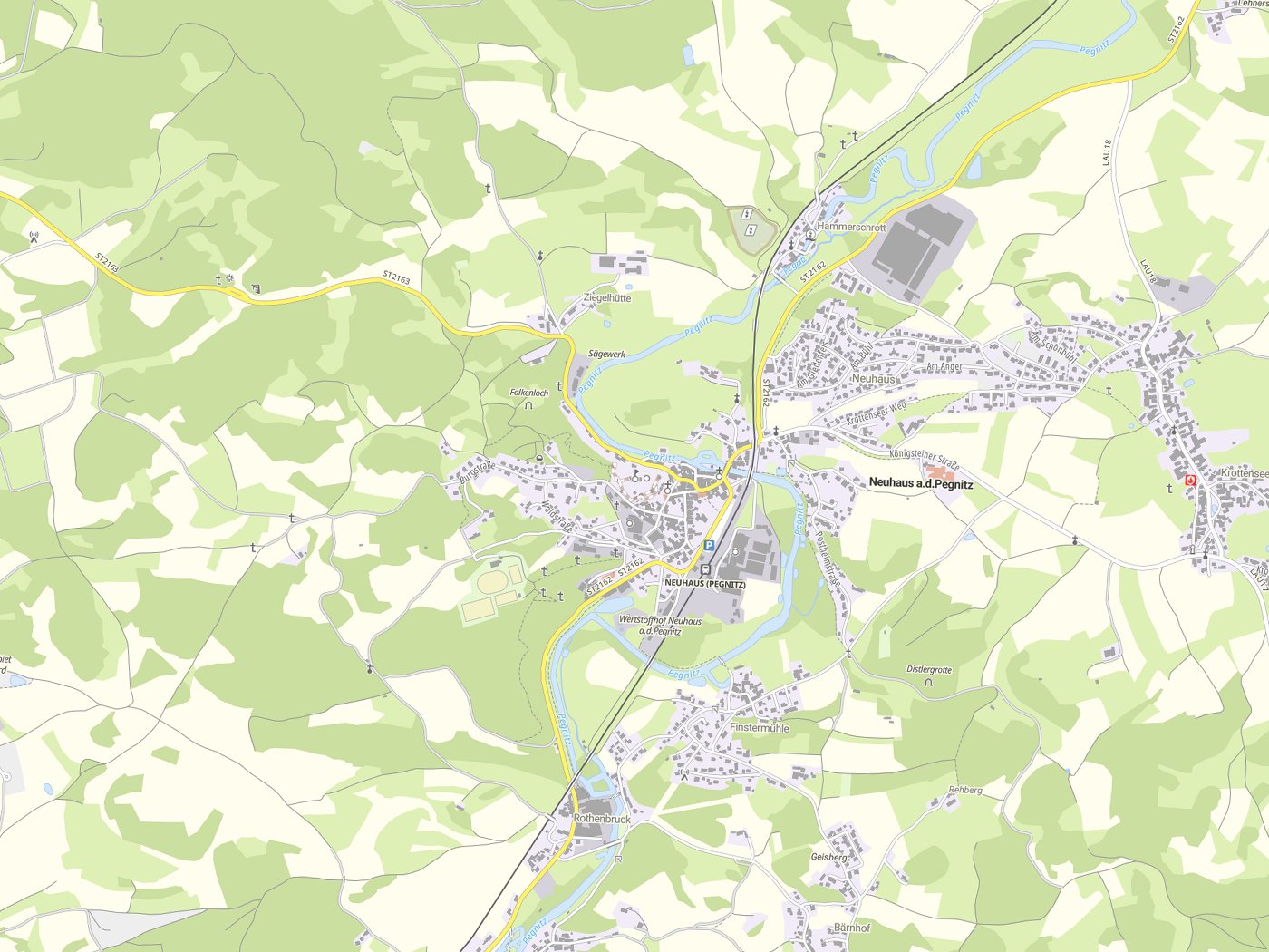 Kartenausschnitt Neuhaus a.d.Pegnitz mit Gewässern