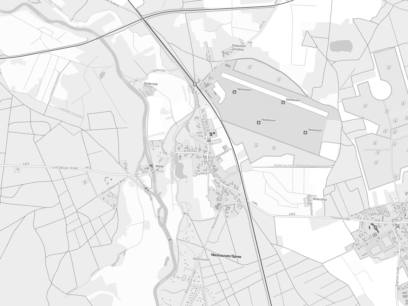 Kartenausschnitt Neuhausen/Spree / Kopańce/Sprjewja mit Gewässern