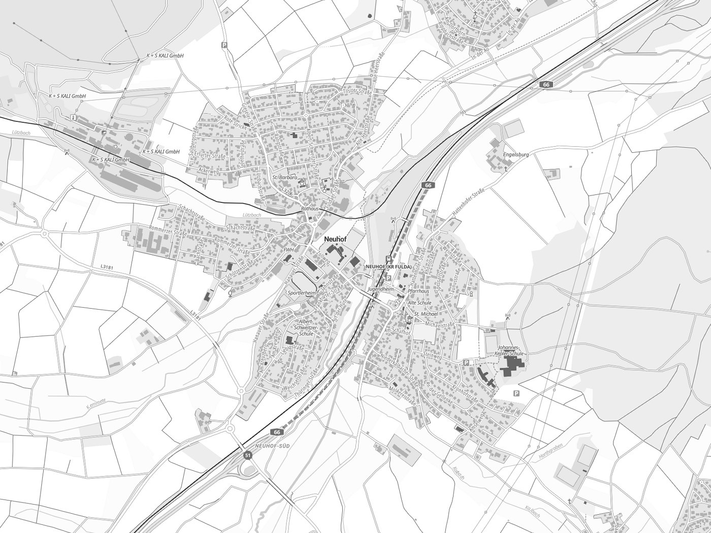 Kartenausschnitt Neuhof mit Gewässern