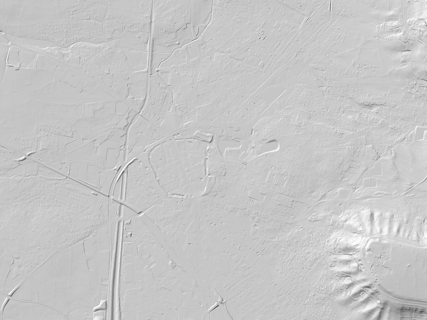 Geländeschummerung von Neumarkt in der Oberpfalz