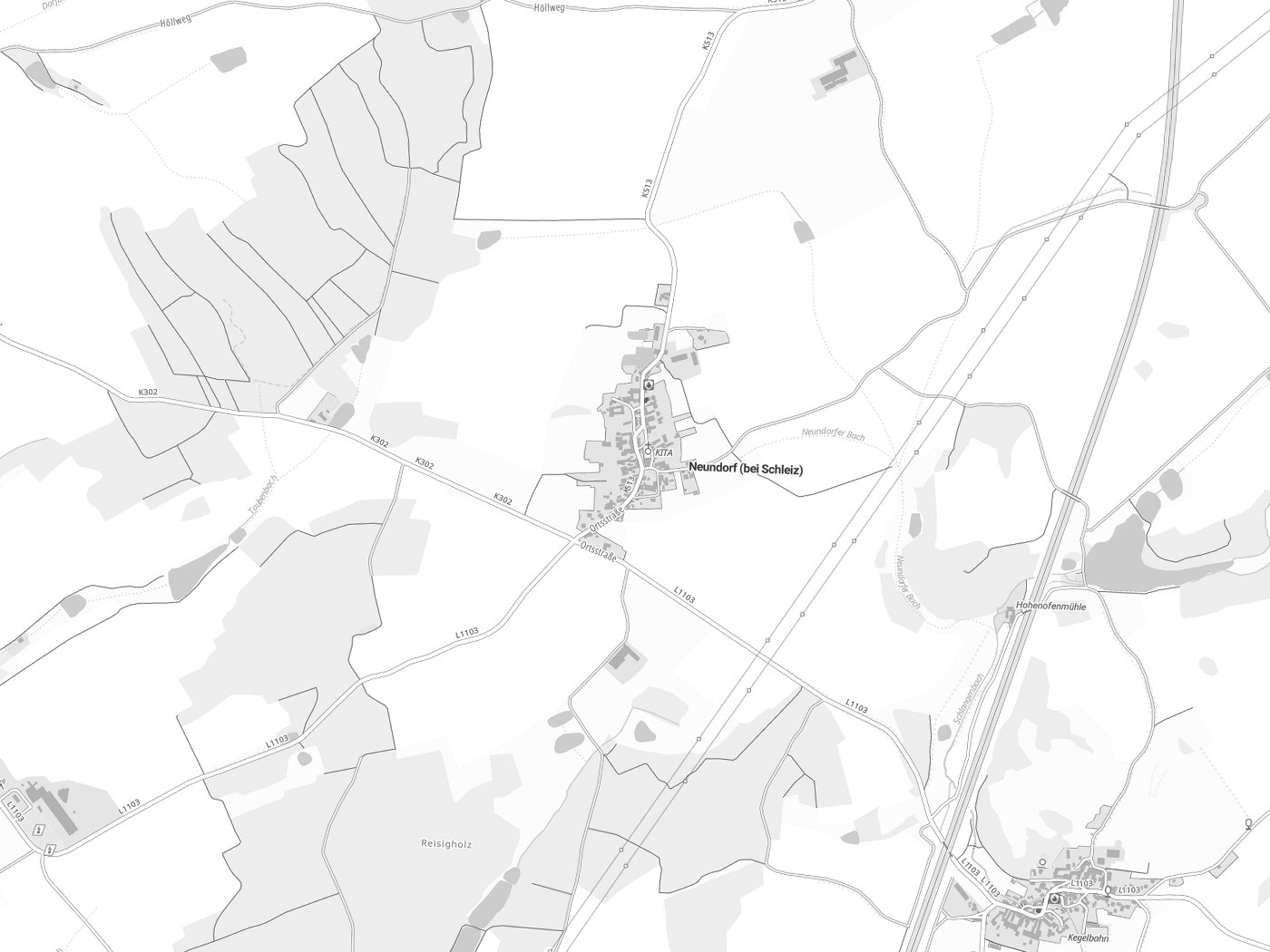 Kartenausschnitt Neundorf (bei Schleiz) mit Gewässern