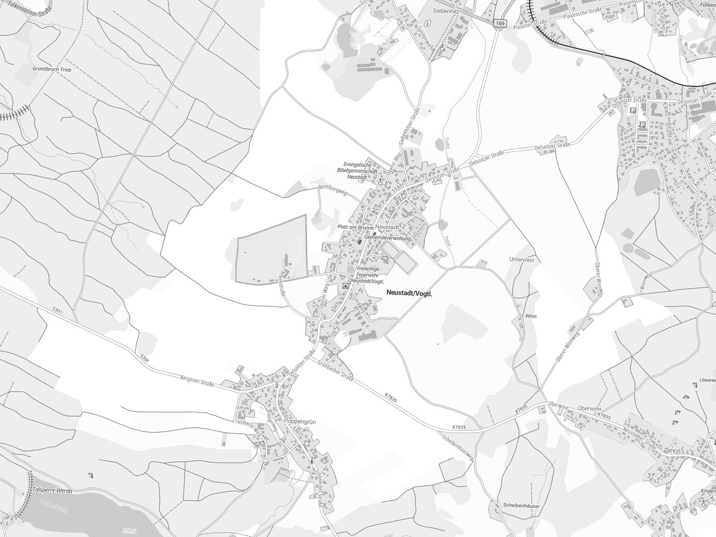 Kartenausschnitt Neustadt/Vogtl. mit Gewässern