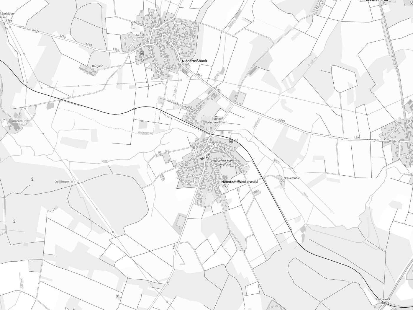 Kartenausschnitt Neustadt/ Westerwald mit Gewässern