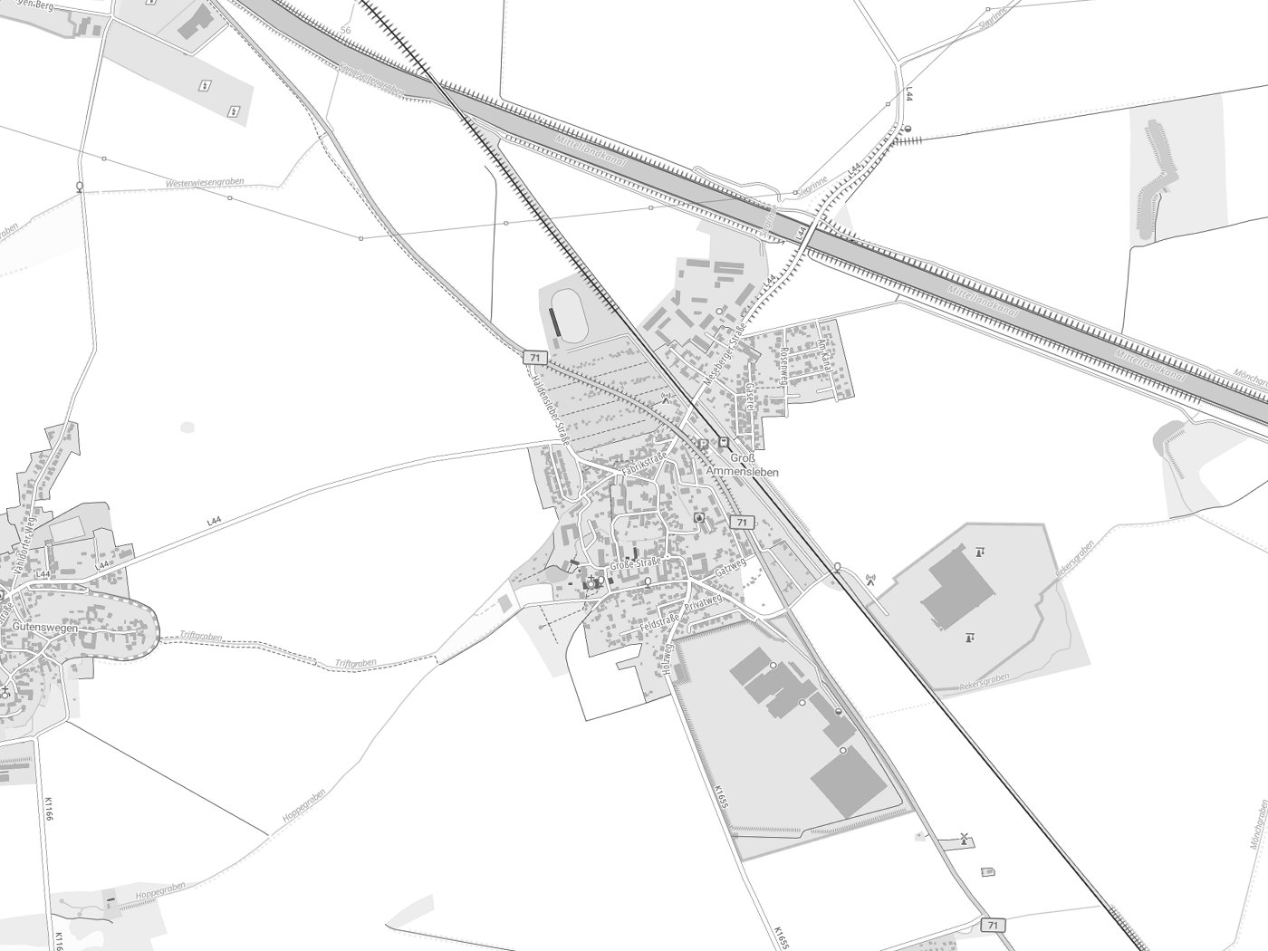 Kartenausschnitt Niedere Börde mit Gewässern
