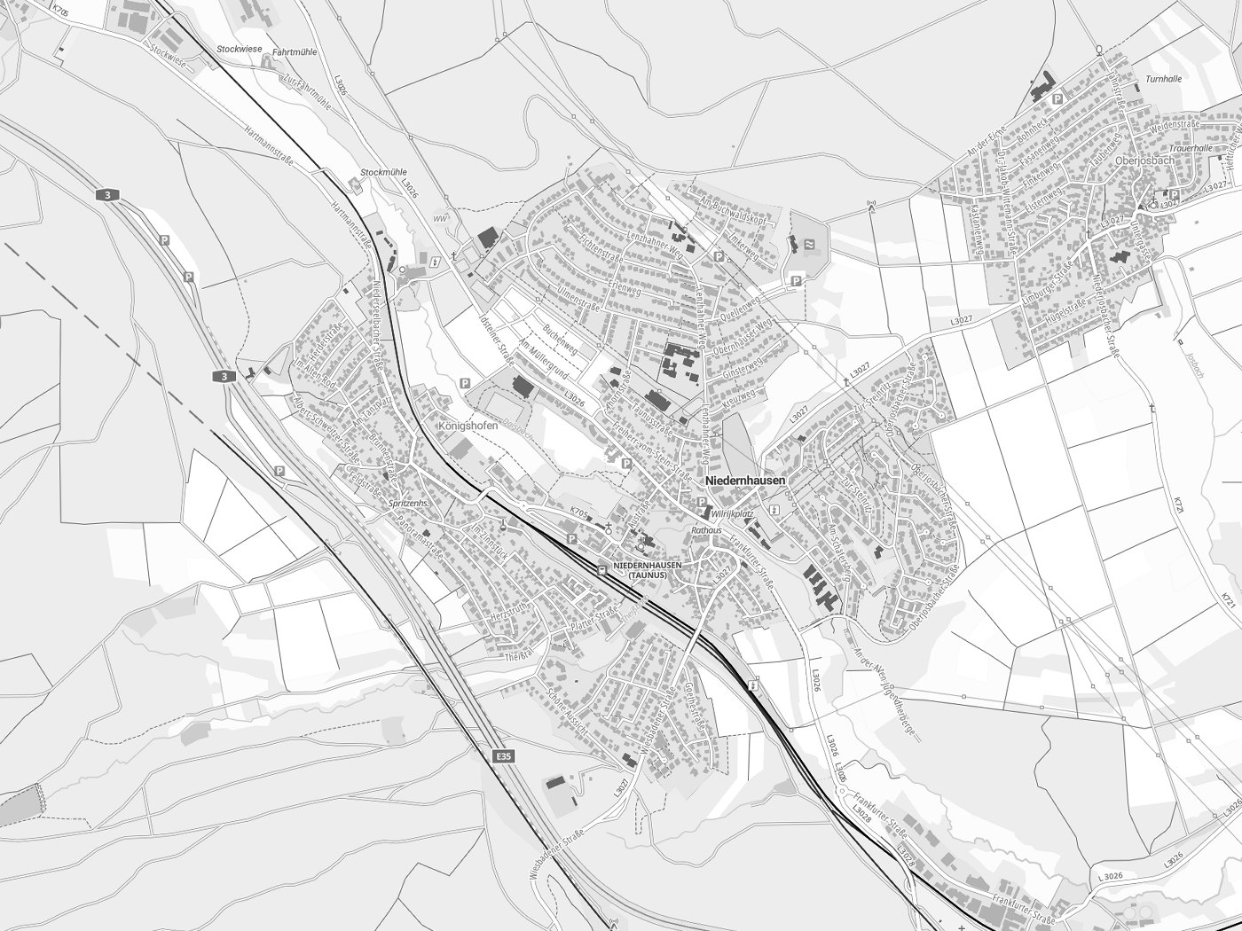 Kartenausschnitt Niedernhausen mit Gewässern