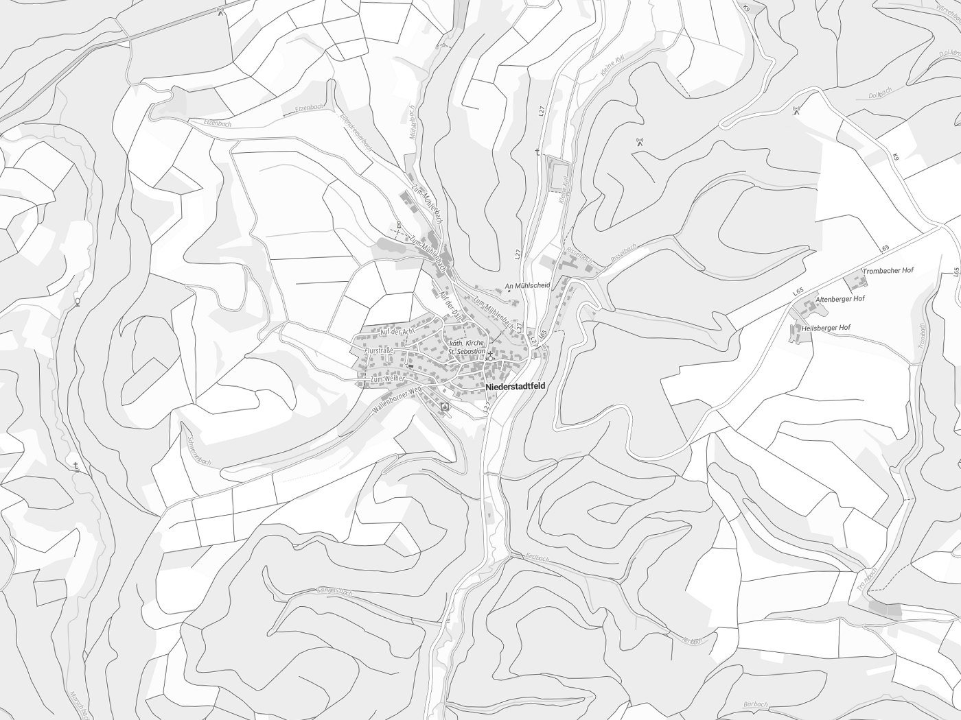 Kartenausschnitt Niederstadtfeld mit Gewässern