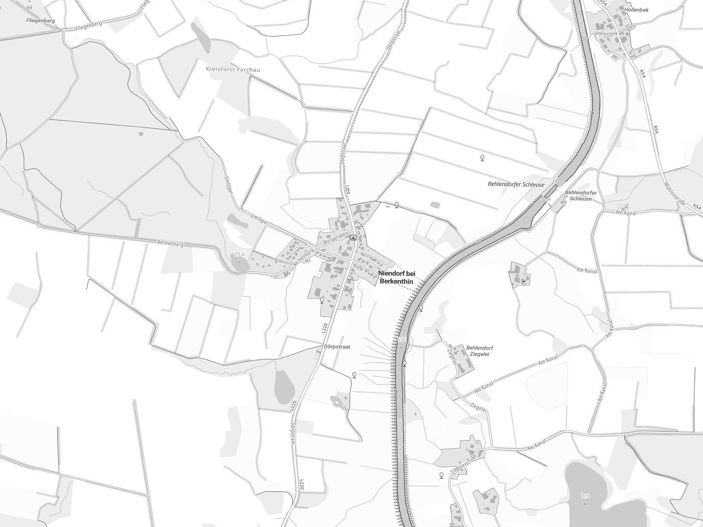 Kartenausschnitt Niendorf bei Berkenthin mit Gewässern