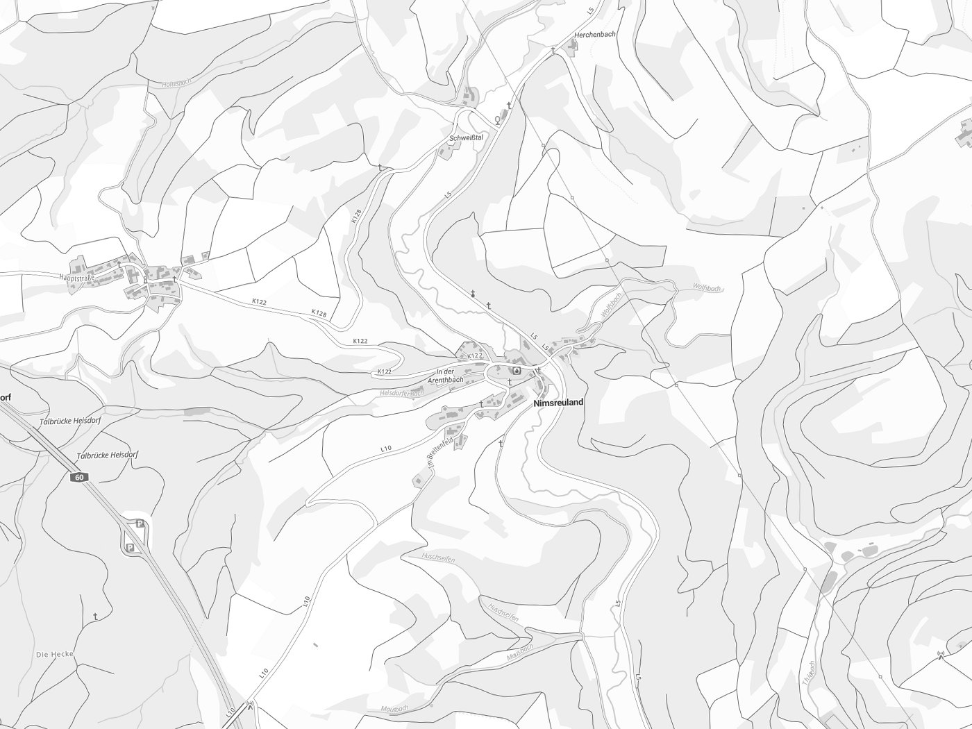 Kartenausschnitt Nimsreuland mit Gewässern