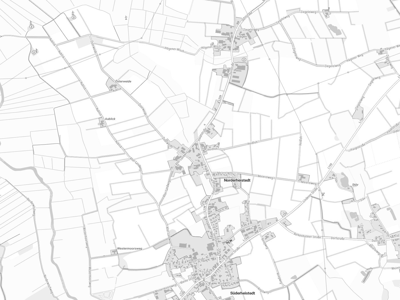 Kartenausschnitt Norderheistedt mit Gewässern