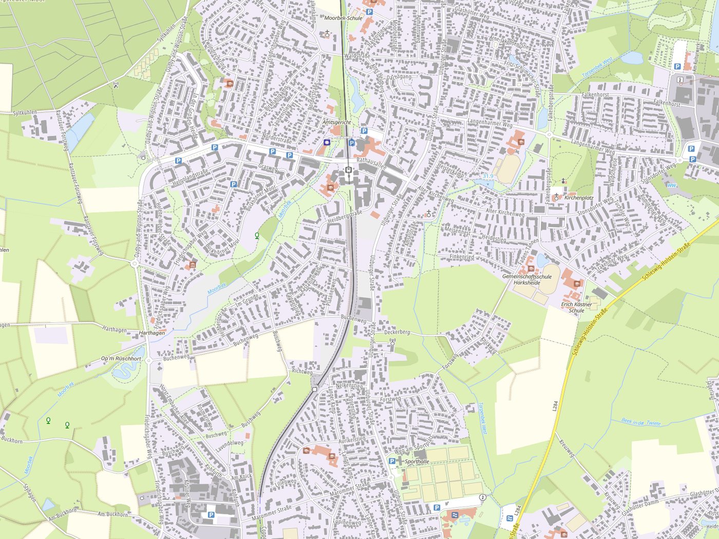 Kartenausschnitt Norderstedt mit Gewässern