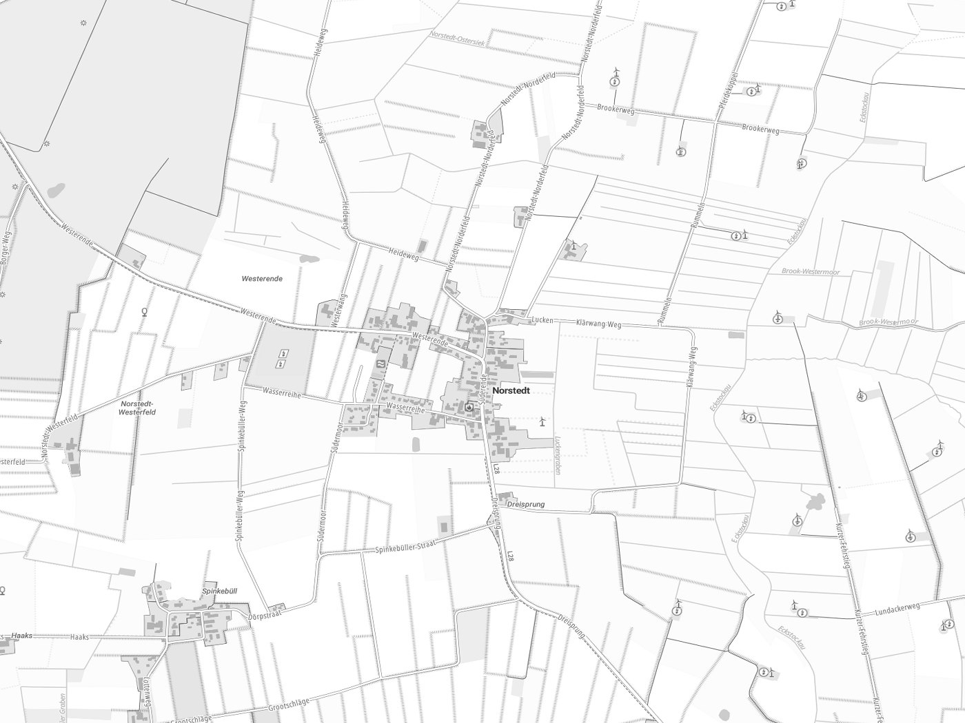 Kartenausschnitt Norstedt mit Gewässern