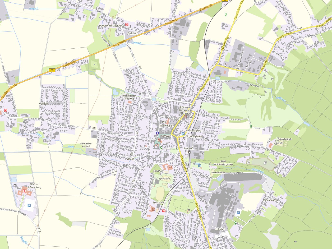 Kartenausschnitt Obernkirchen mit Gewässern