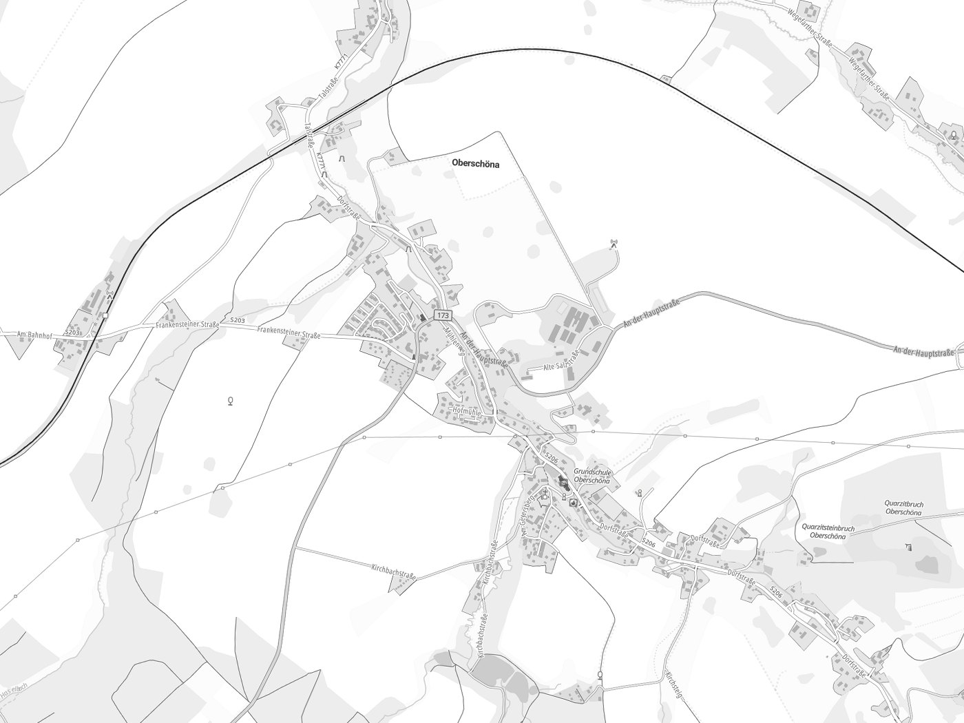 Kartenausschnitt Oberschöna mit Gewässern