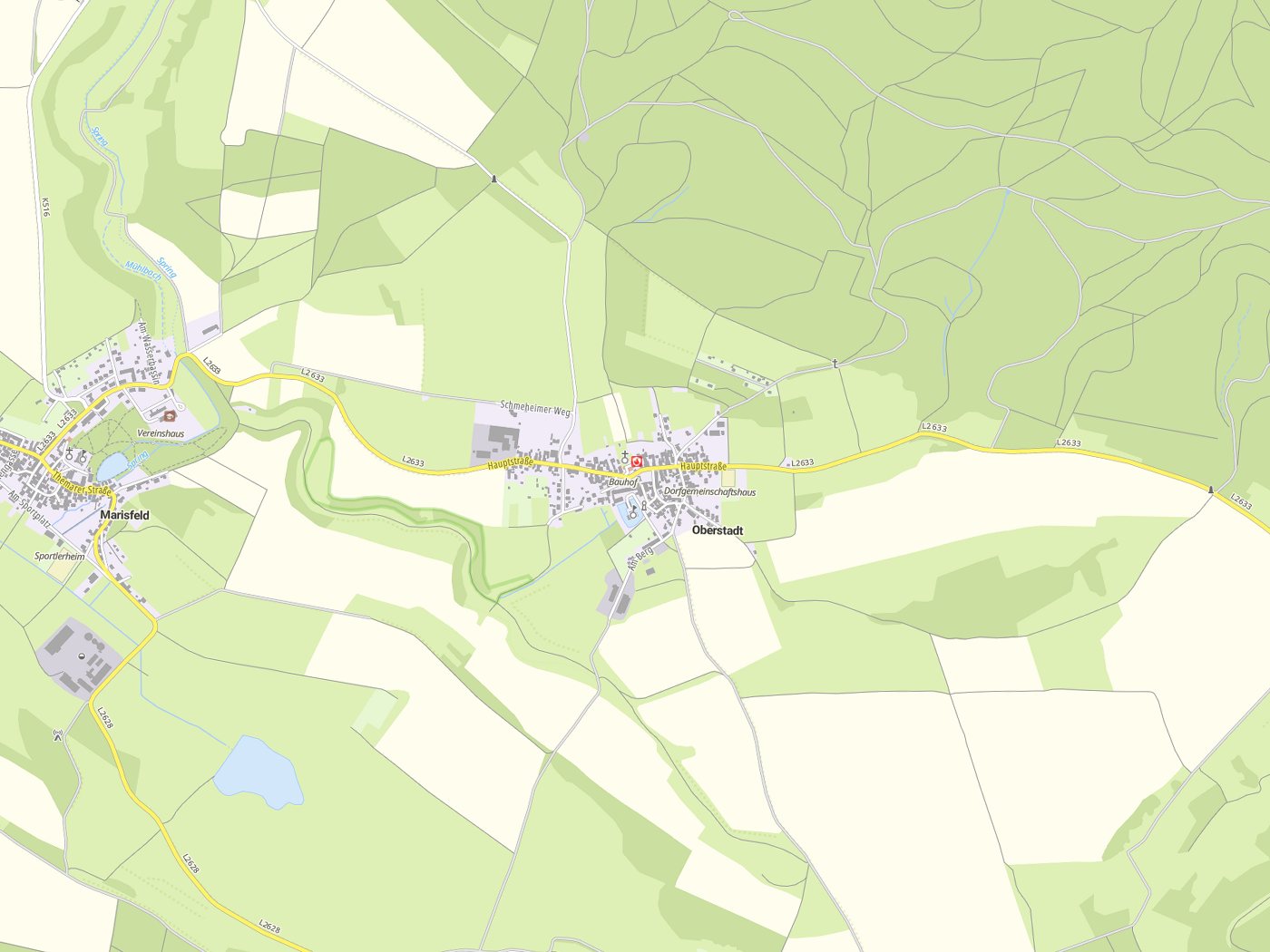 Kartenausschnitt Oberstadt mit Gewässern