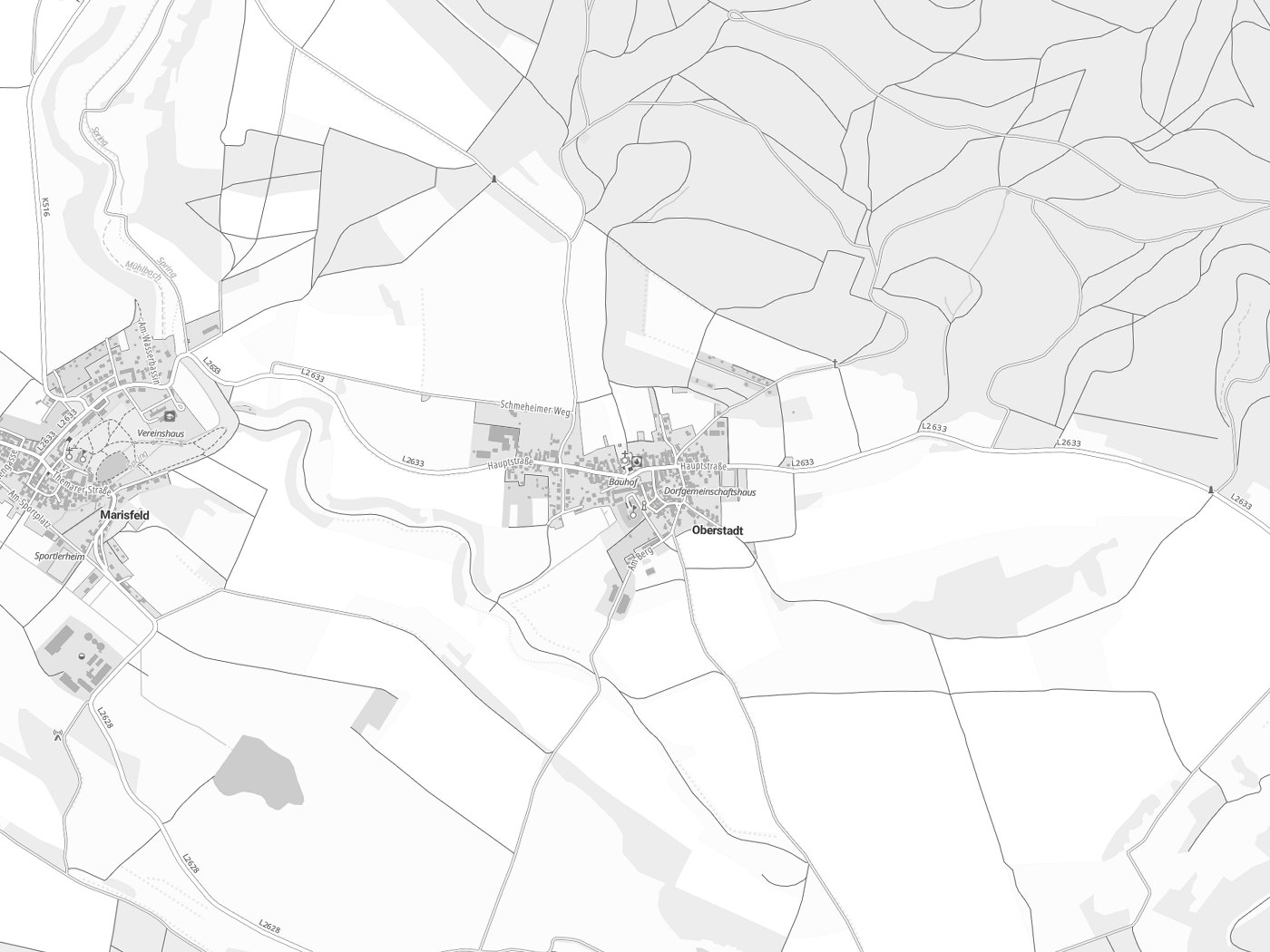 Kartenausschnitt Oberstadt mit Gewässern