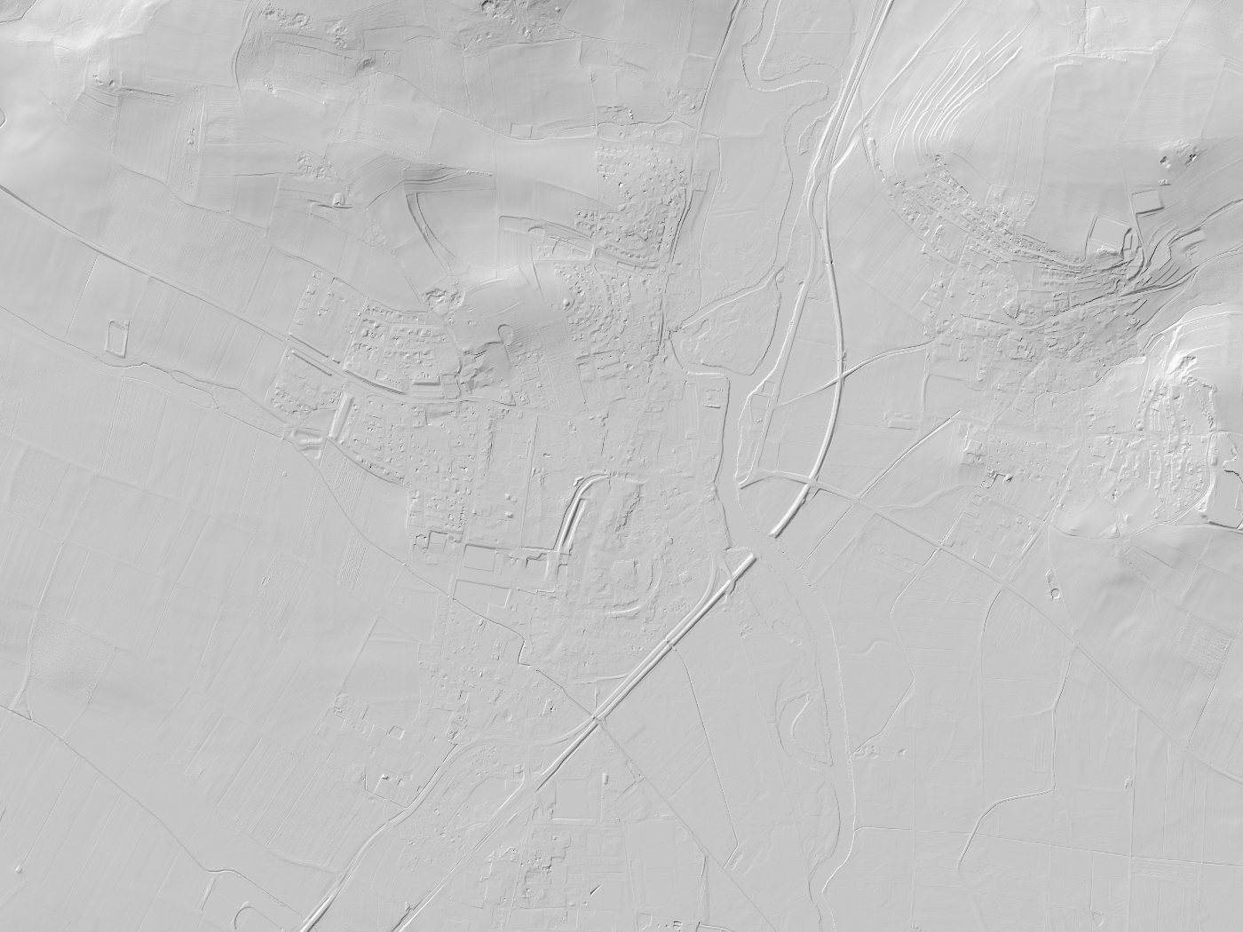 Geländeschummerung von Oettingen i.Bay.