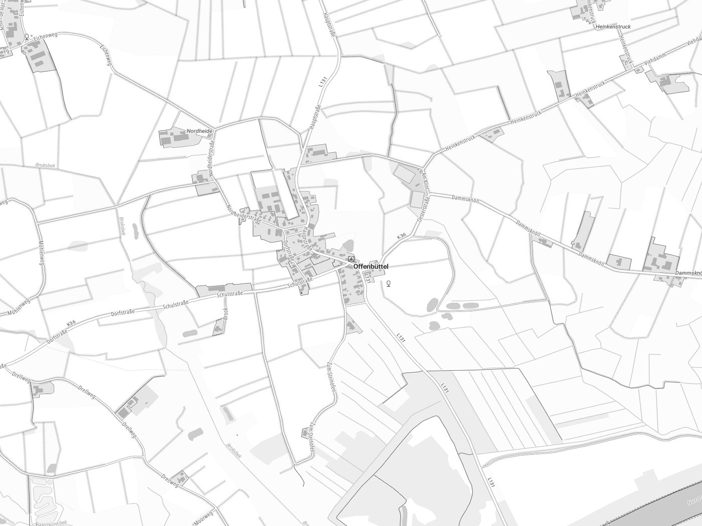 Kartenausschnitt Offenbüttel mit Gewässern