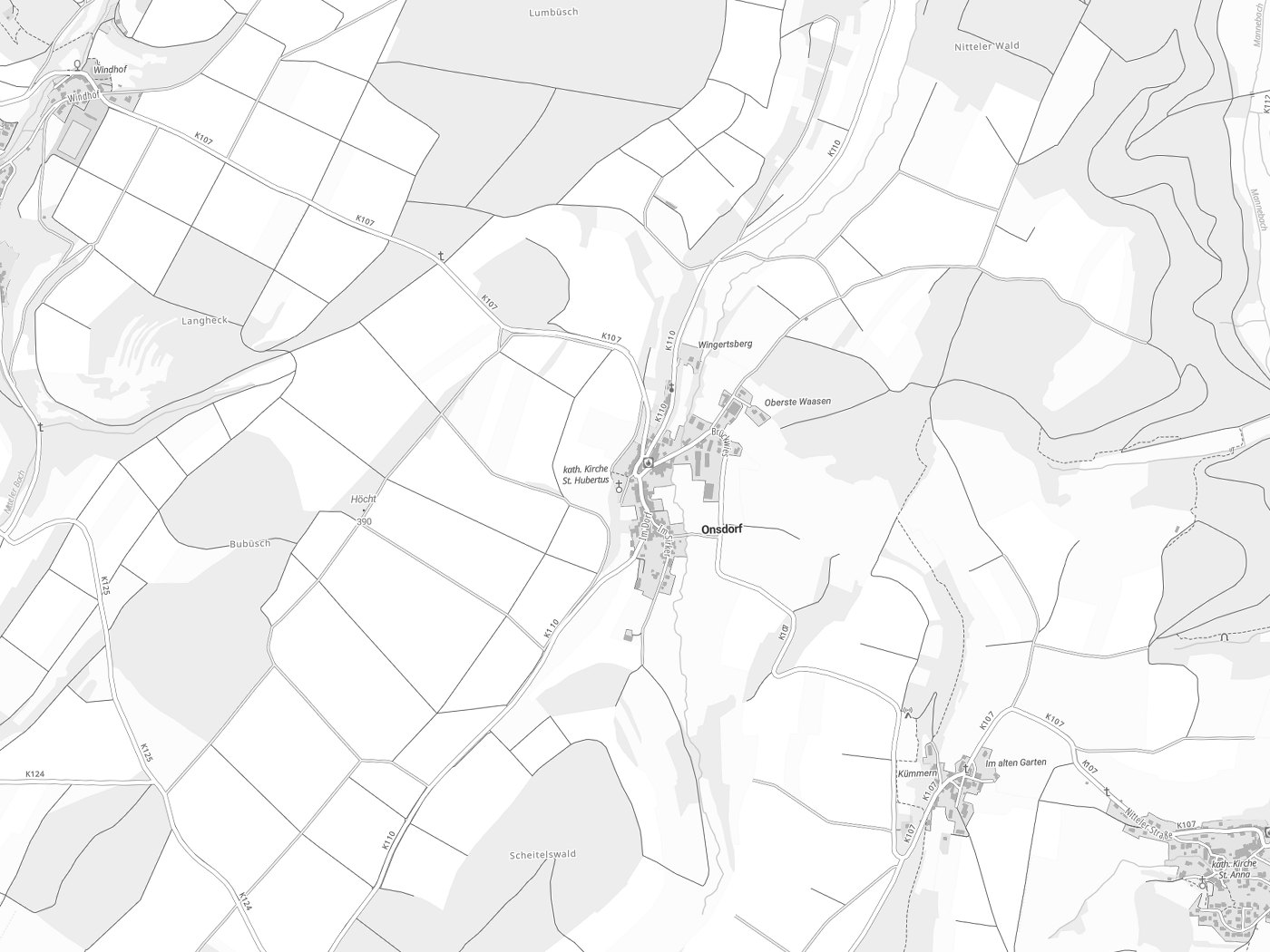 Kartenausschnitt Onsdorf mit Gewässern