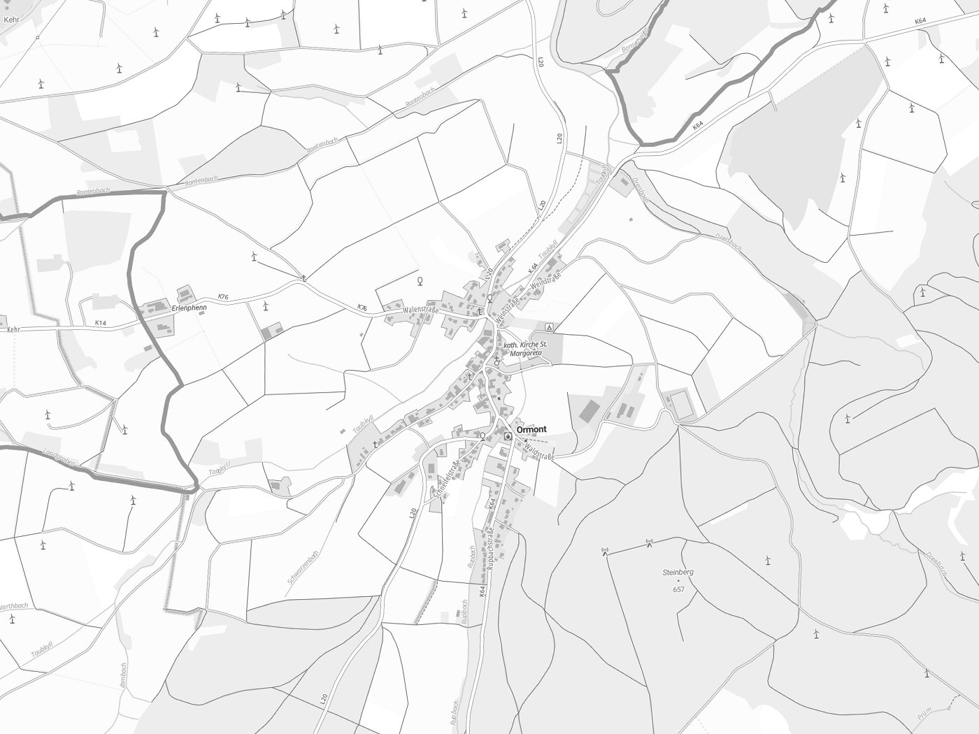 Kartenausschnitt Ormont mit Gewässern