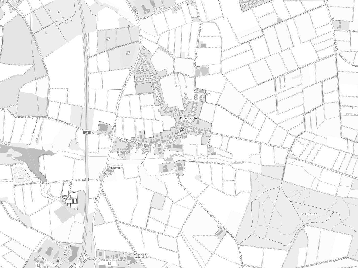 Kartenausschnitt Ottenbüttel mit Gewässern