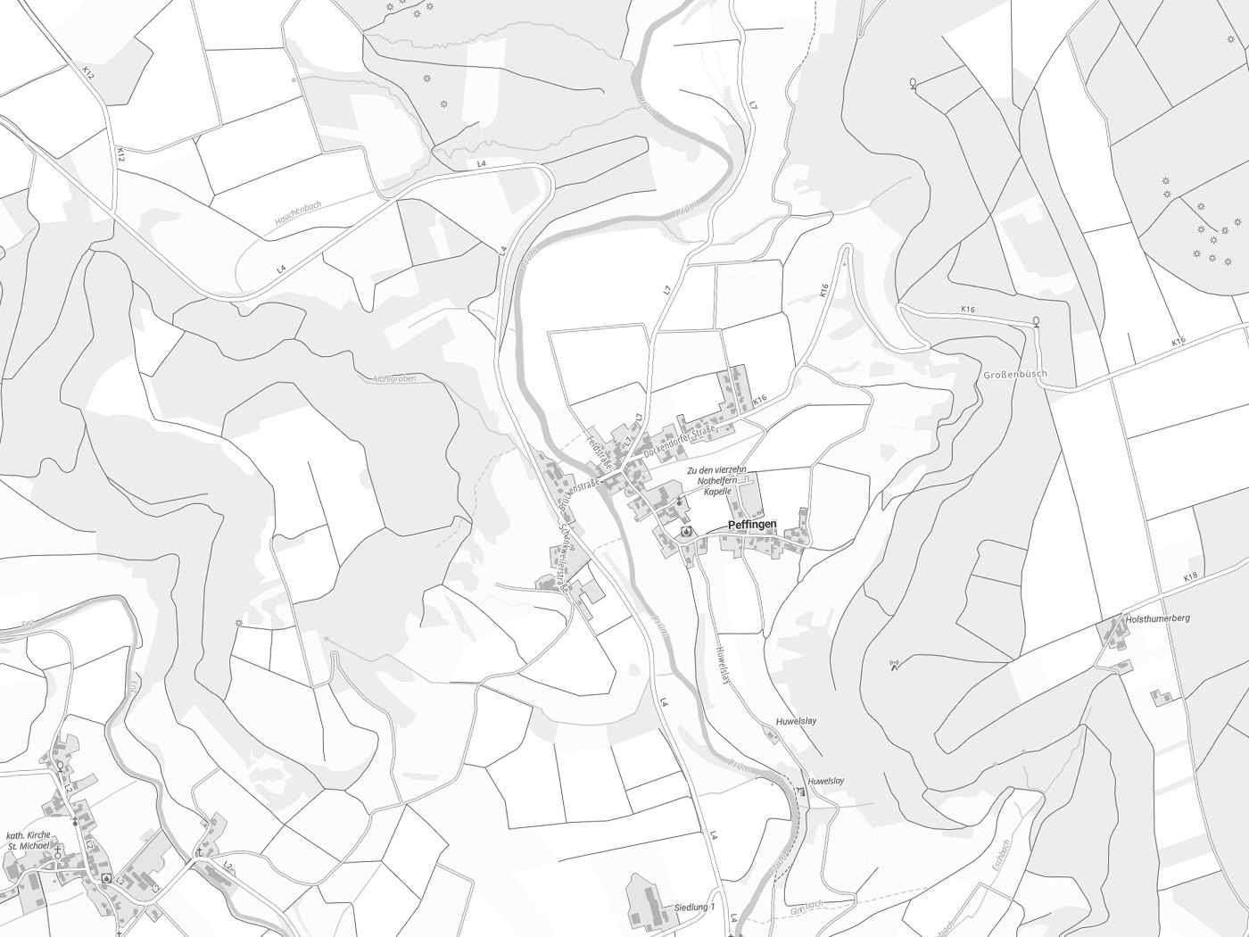 Kartenausschnitt Peffingen mit Gewässern