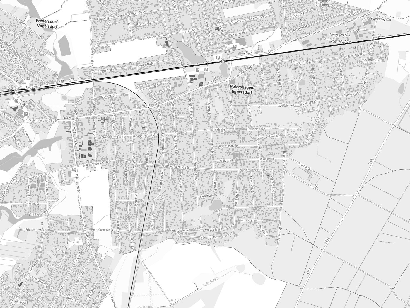 Kartenausschnitt Petershagen mit Gewässern
