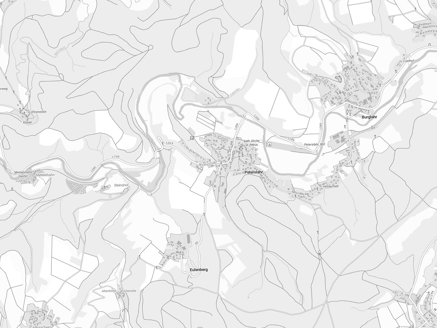 Kartenausschnitt Peterslahr mit Gewässern