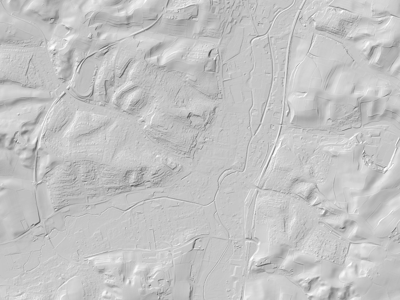 Geländeschummerung von Pfaffenhofen an der Ilm