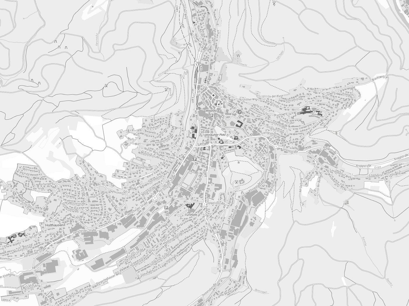 Kartenausschnitt Plettenberg mit Gewässern