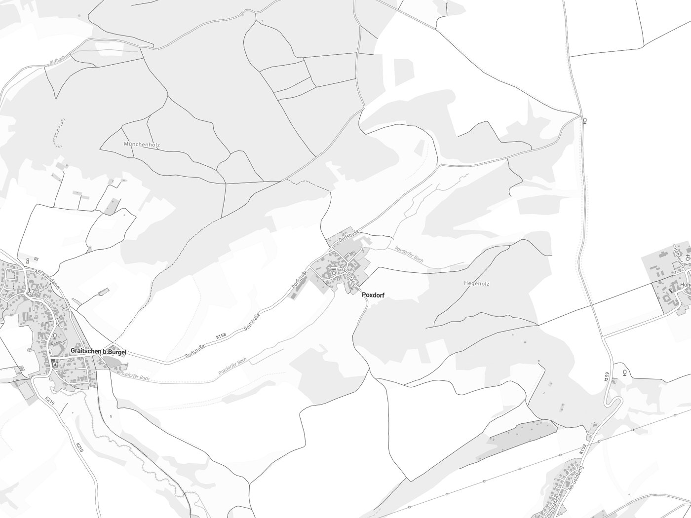Kartenausschnitt Poxdorf mit Gewässern